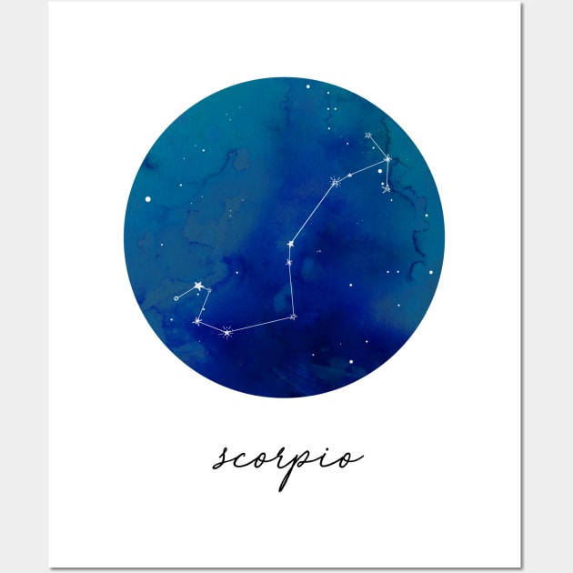 Scorpio Watercolor Zodiac Constellation Wall Art by aterkaderk